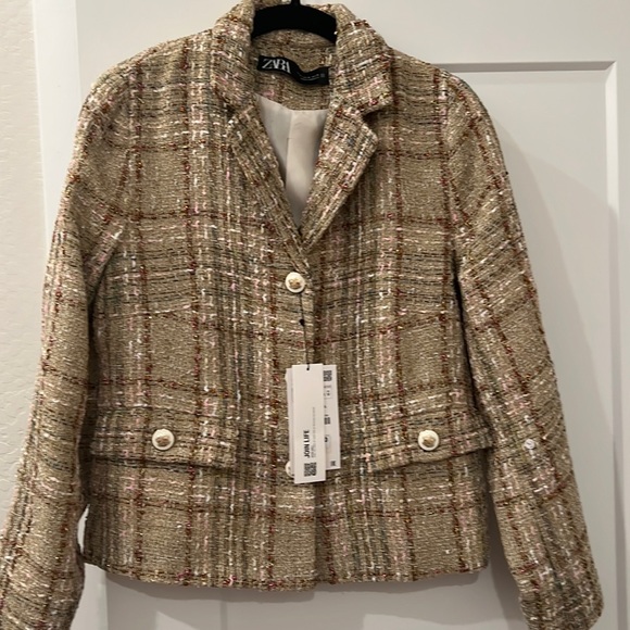 Zara Jackets & Blazers - NWT Zara metallic tweed blazer size medium